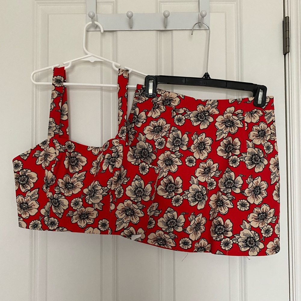 Forever 21 red floral set (tank and skirt)